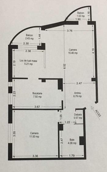 Apartament cu 2 camere decomandat, mobilat în Circumvalațiunii