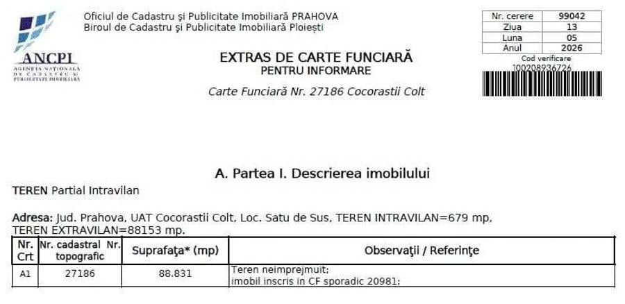 Teren de 88831 mp, în Satu de Sus