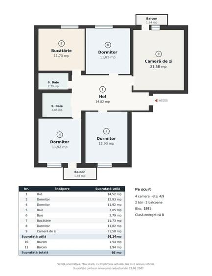 Apartament cu 4 camere decomandat în P-ța Muncii