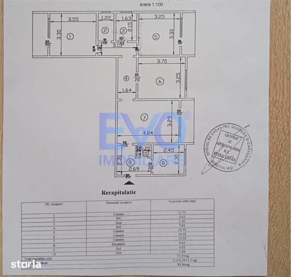 Apartament cu 4 camere în Tătărași