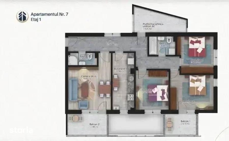Apartament cu 4 camere decomandat în Ștefan cel Mare