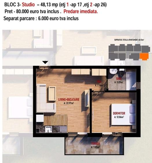 Apartament cu 2 camere decomandat în Dobroești