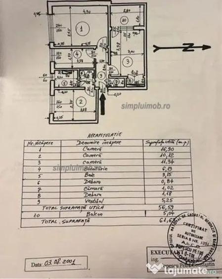 Apartament cu 3 camere decomandat în Brâncoveanu