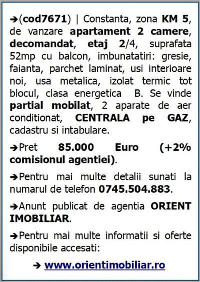 Km 5, de vanzare 2 camere, decomandat, etaj 2, gaze, Constanta - 8