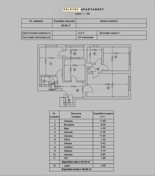 Apartament cu 3 camere semidecomandat în Dristor