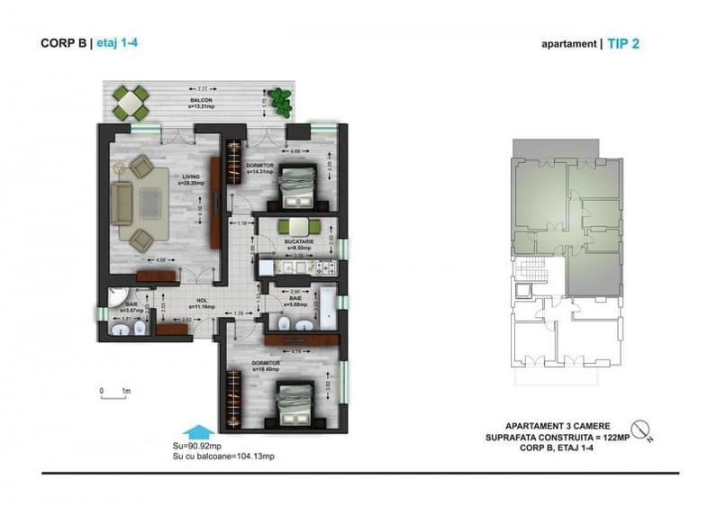 Apartament cu 3 camere decomandat în Kiseleff