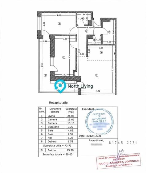 Apartament cu 3 camere în Titan