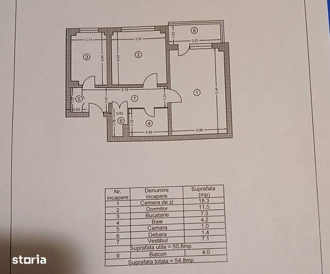 Apartament cu 2 camere în Rahova