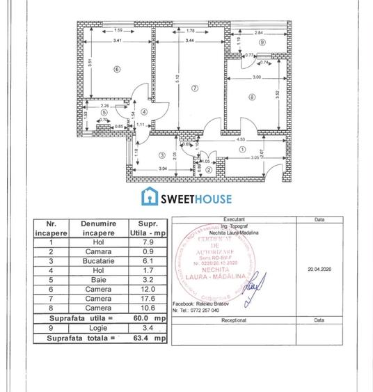 Apartament cu 3 camere în Astra