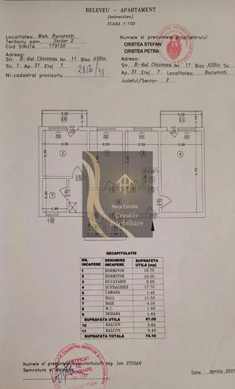Apartament cu 3 camere decomandat în Chișinau