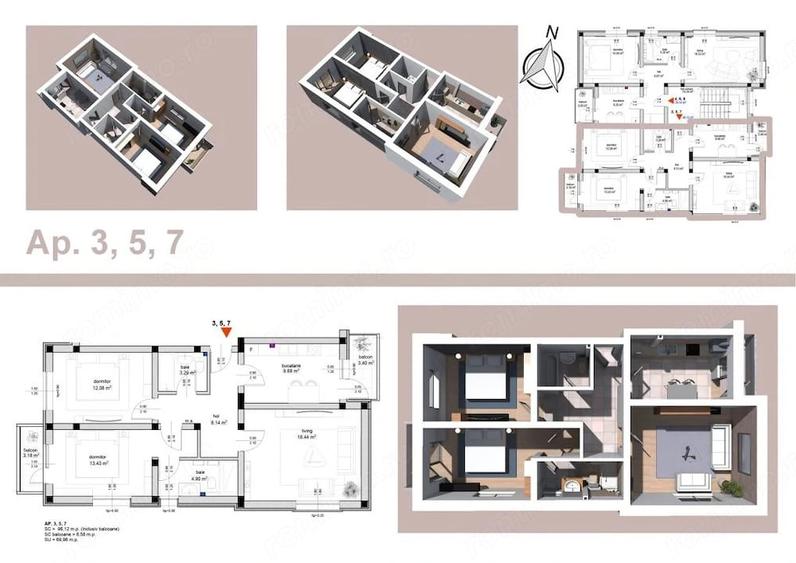 Apartament cu 3 camere decomandat în Smeura