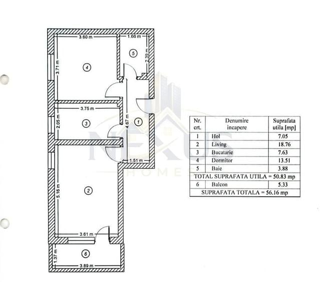 Apartament, 52 m2, - 1