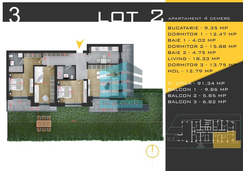 Apartament cu 4 camere în Titan