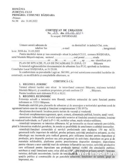 Teren Construcții intravilan de 1000 mp, în Muntele Băișorii