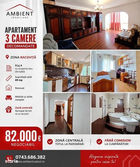 Apartament cu 3 camere decomandat în Est