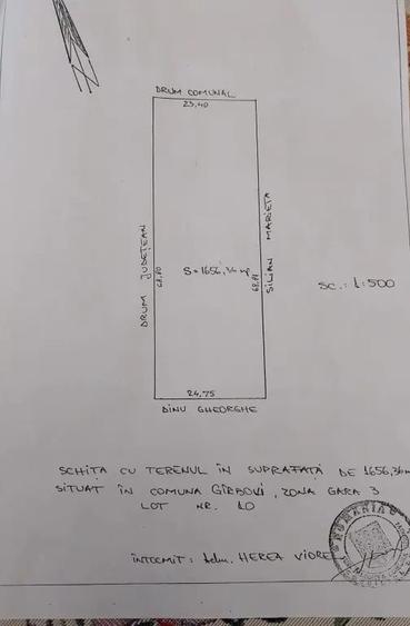 Teren de 1656 mp, în Gârbovi