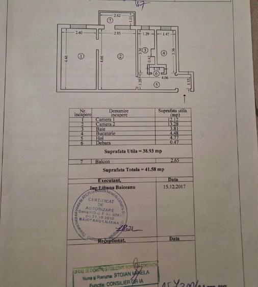 Apartament cu 2 camere nedecomandat în Km 4