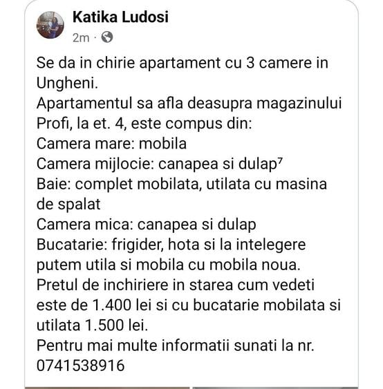 Apartament cu 3 camere semidecomandat în Central