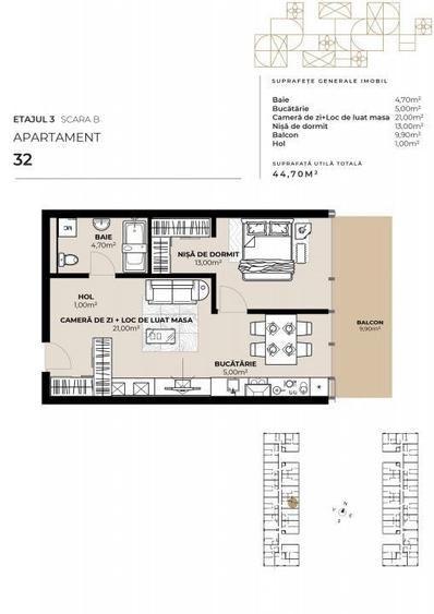 Apartament cu 2 camere în Gară