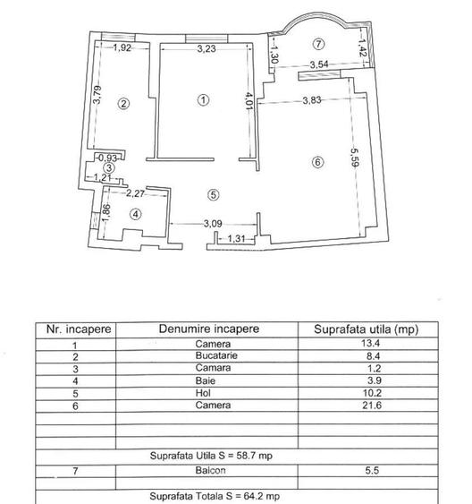 Apartament cu 2 camere în Universitate