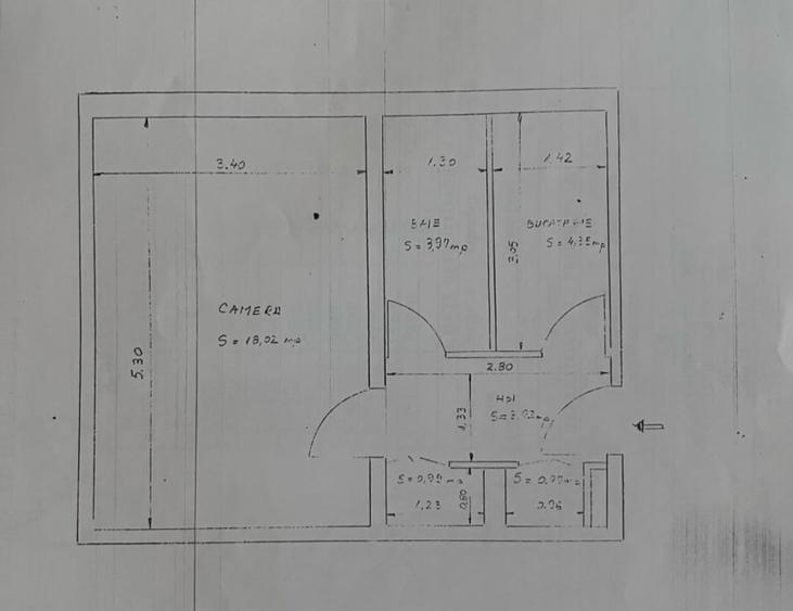 Garsonieră decomandată în Alexandru cel Bun