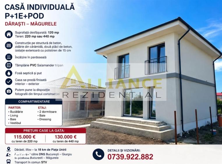Casă cu 3 camere cu Teren 440 Mp în Dărăști-Ilfov