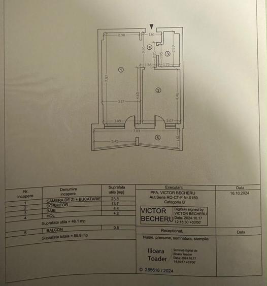 Apartament cu 2 camere semidecomandat în Central