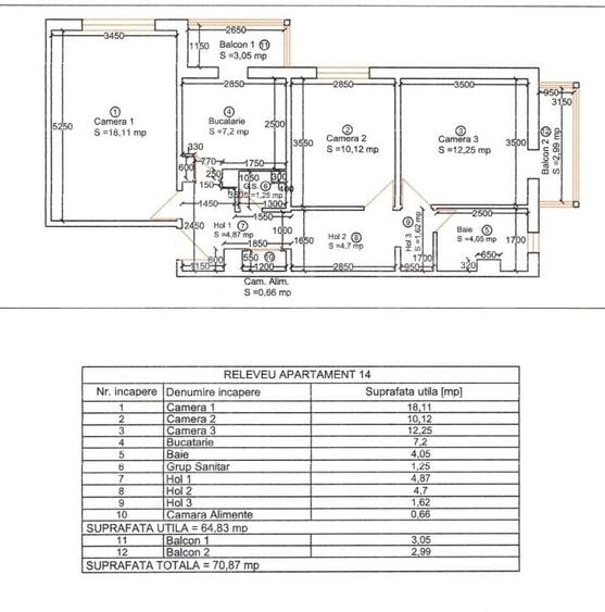 Apartament cu 3 camere decomandat în Soarelui
