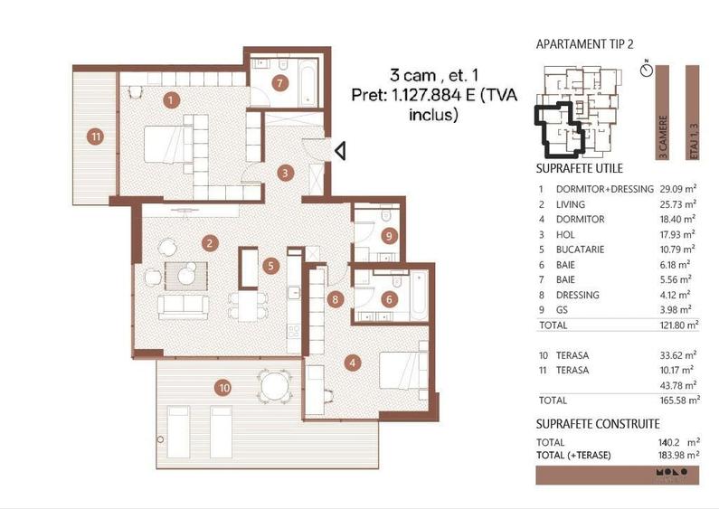 3 camere tip duplex | Terasa 20 mp | Floreasca | Cladire noua 2026 - 6