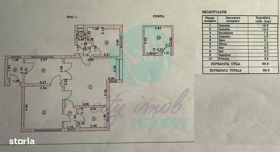 Apartament cu 2 camere în Moșilor