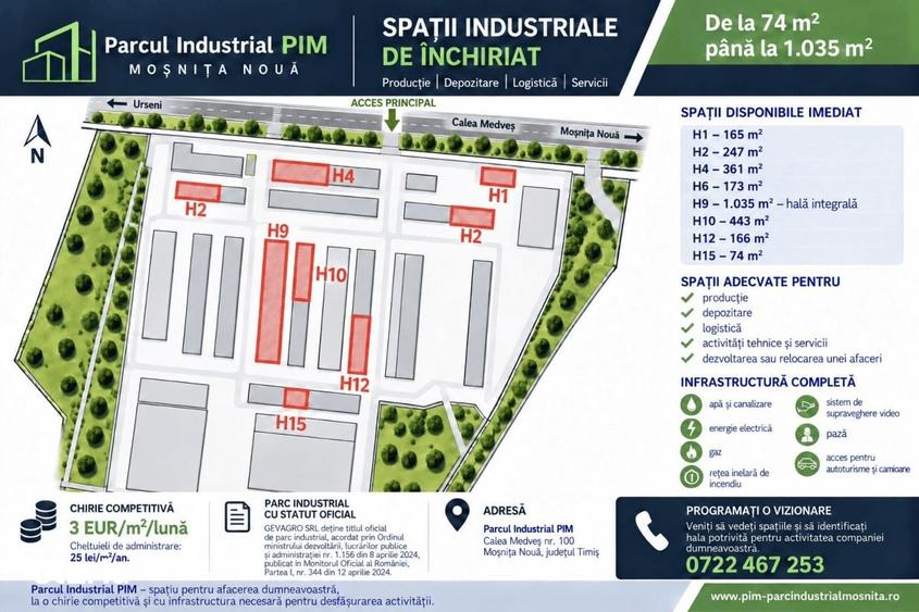 Spațiu comercial, de 2,664 mp, în Moșnița Nouă