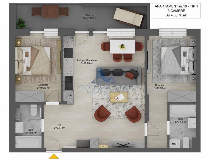 Apartament cu 3 camere decomandat în Șelimbăr — fotografia 1