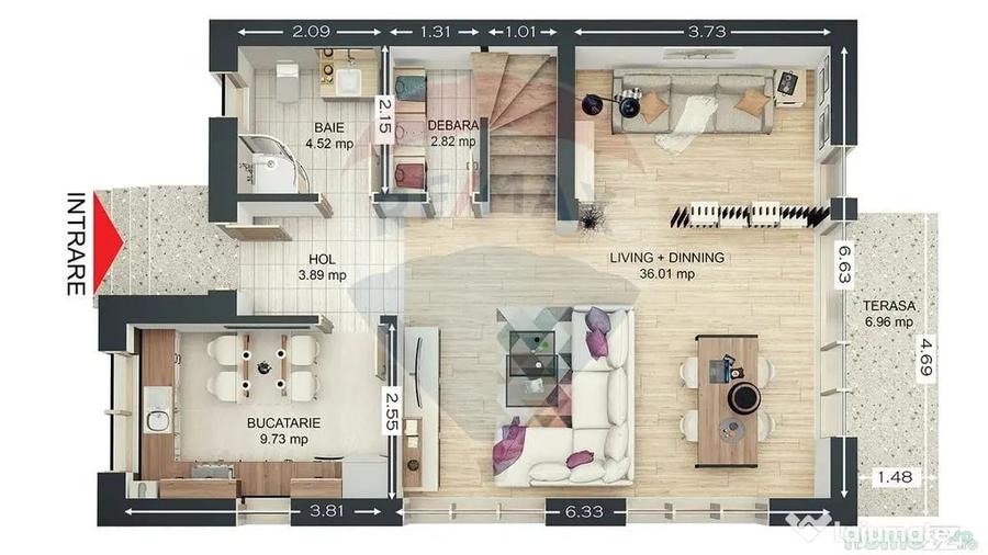 Casă cu 4 camere cu Teren 250 Mp în Noua