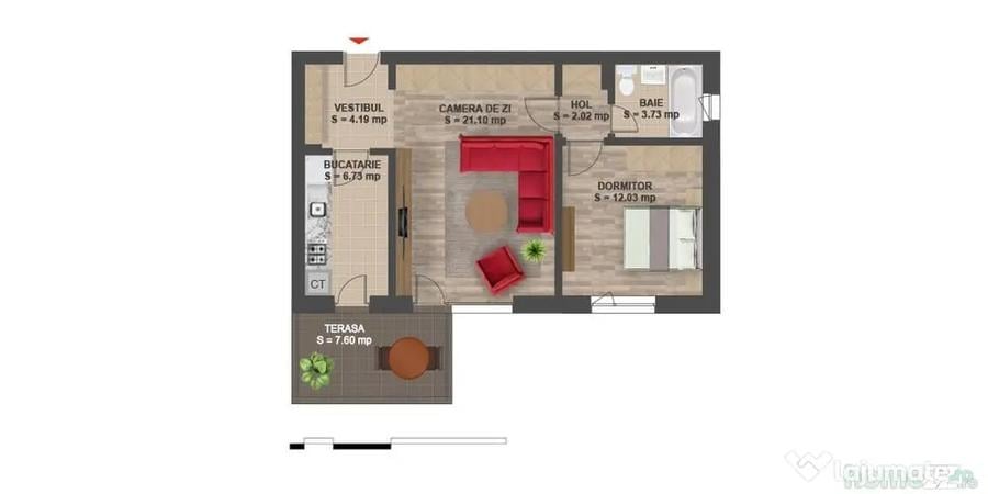 Apartament cu 2 camere semidecomandat în Băneasa