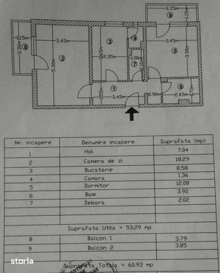 Apartament cu 2 camere decomandat în Central