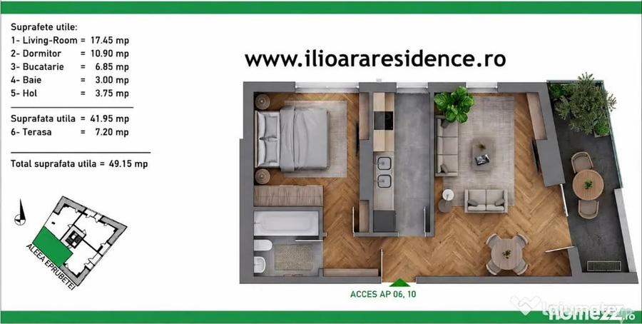 Apartament cu 2 camere decomandat în Nicolae Grigorescu