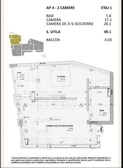 Apartament cu 2 camere semidecomandat în Central