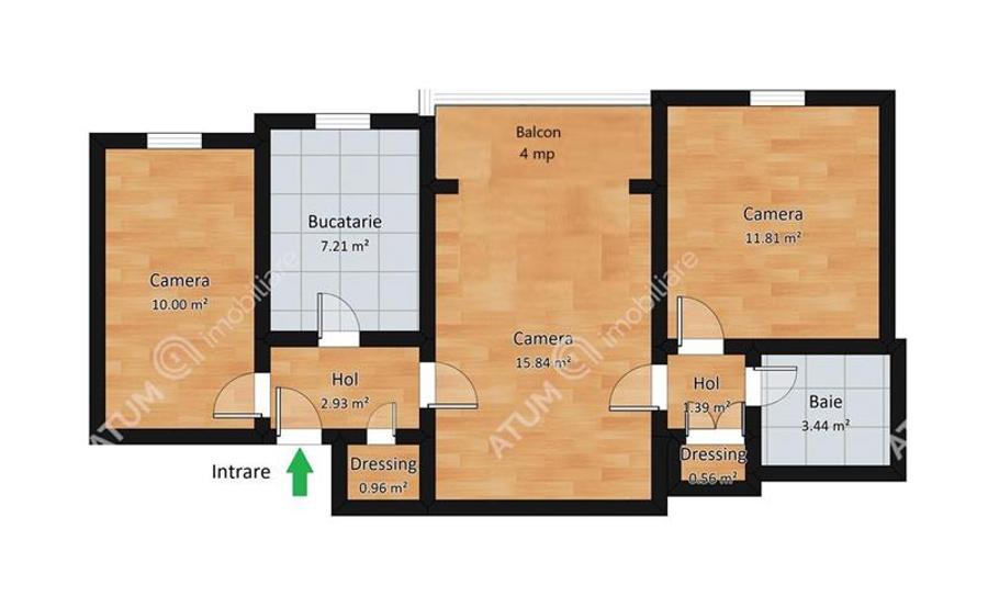 Apartament cu 3 camere semidecomandat, mobilat în Central