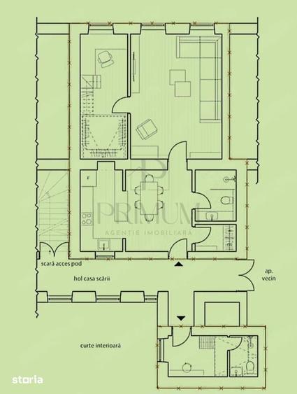 Apartament cu 4 camere semidecomandat în Dorobanților