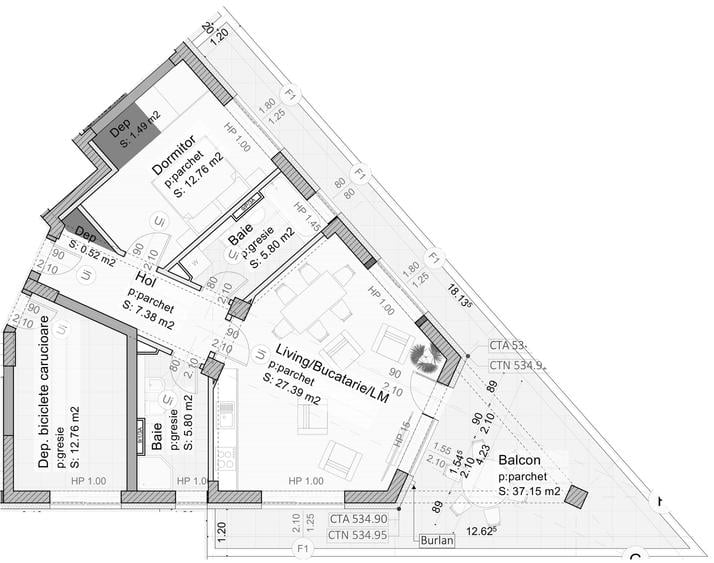 Apartament cu 3 camere în 13 Decembrie