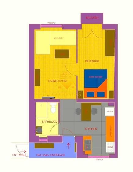 Apartament cu 2 camere semidecomandat, mobilat în Ultracentral