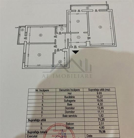 Apartament cu 3 camere decomandat în Frumoasa