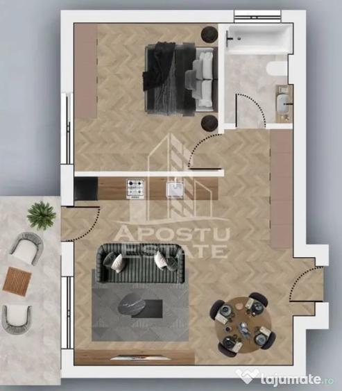 Apartament cu 2 camere semidecomandat în Chișoda
