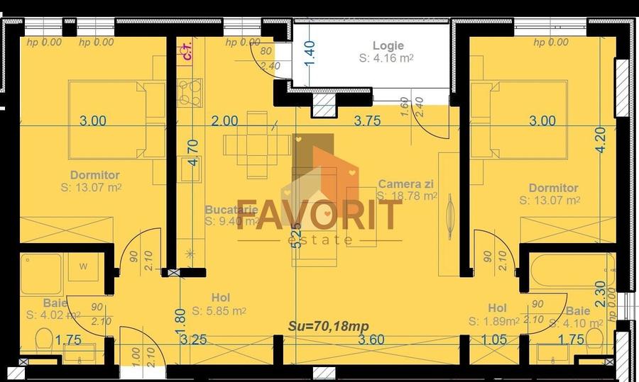 Apartament cu 3 camere decomandat în Aradului