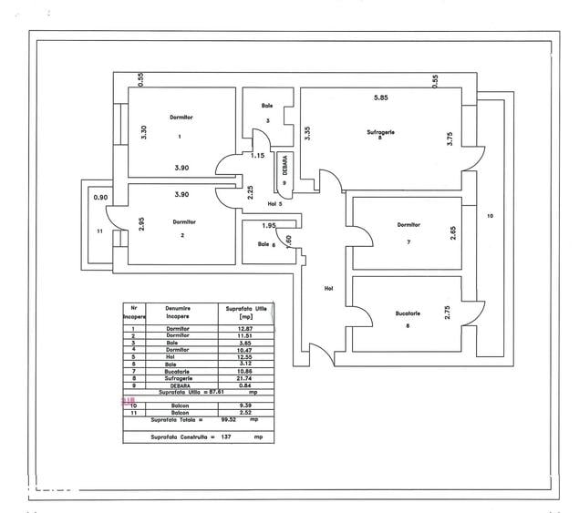 Apartament cu 4 camere decomandat în Traian