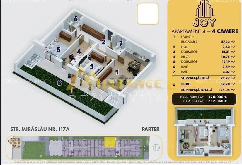 Apartament cu 4 camere în Central