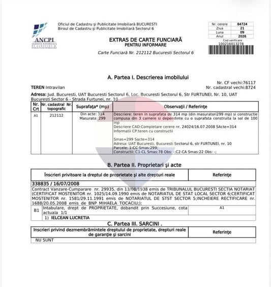 Teren Construcții intravilan de 299 mp, în Moinești