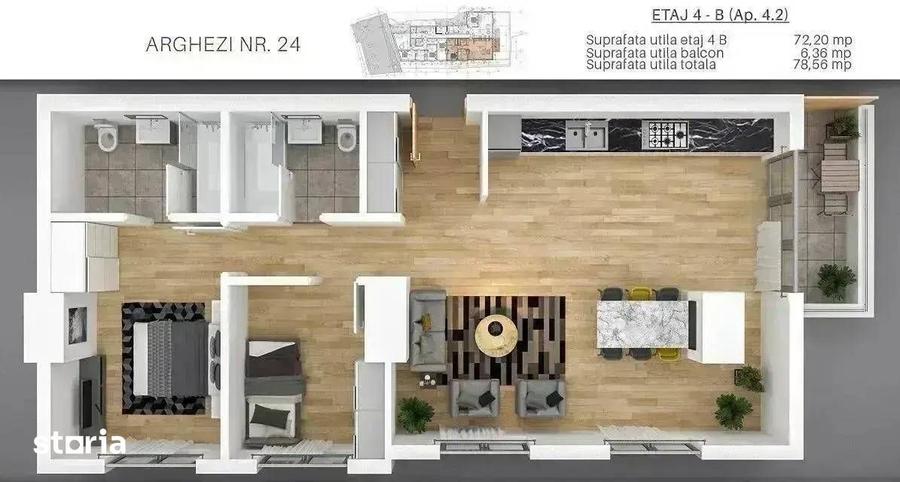 Apartament cu 2 camere în Eminescu