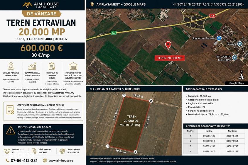 TEREN 20.000 MP | POPE?TI-LEORDENI | ZONA STR. MECANIZARII | A0/A4 - 2