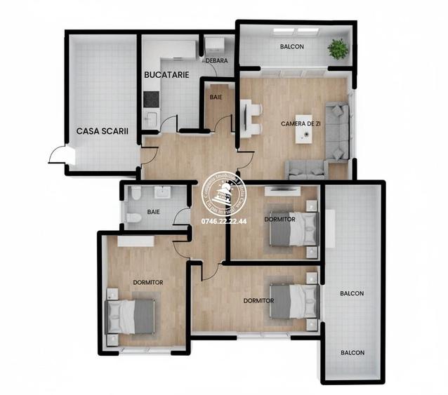 Apartament cu 4 camere decomandat în Albești